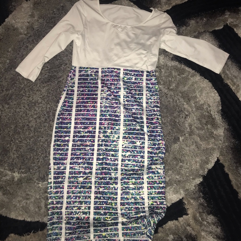 Multi colored /white dress stretchy! Summertime!